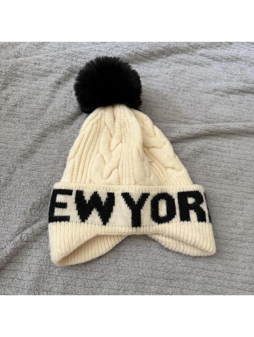 Robin Ruth New York Cable Knit Beanie with Pom Pom